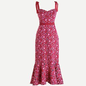 J.Crew Eyelet Midi Dress Flounce Hem Berry 4